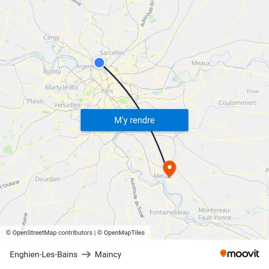 Enghien-Les-Bains to Maincy map