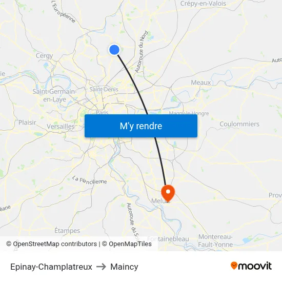 Epinay-Champlatreux to Maincy map