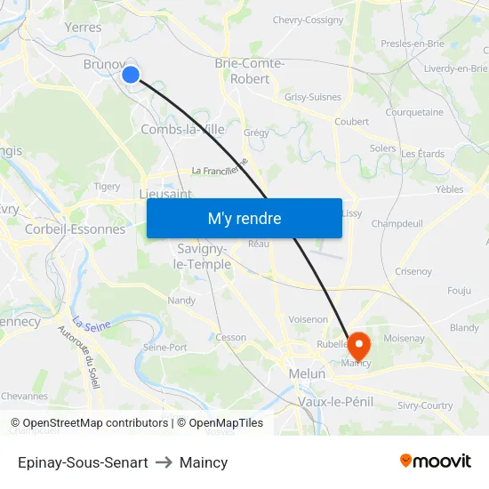 Epinay-Sous-Senart to Maincy map