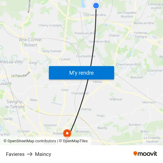 Favieres to Maincy map