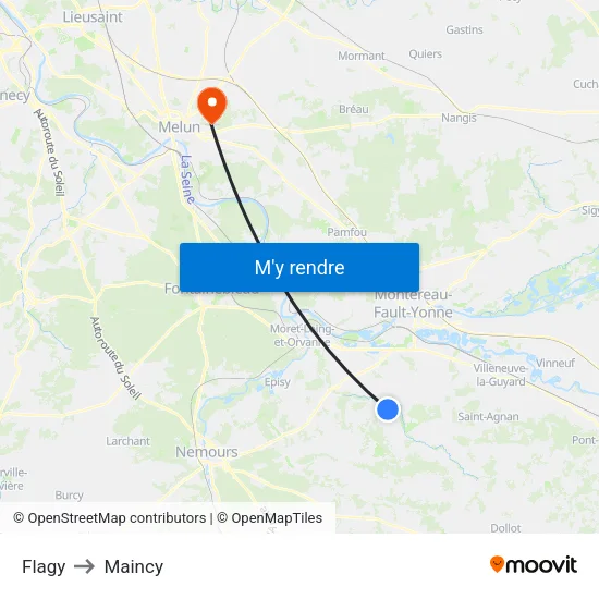 Flagy to Maincy map