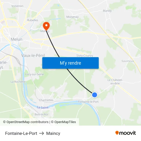 Fontaine-Le-Port to Maincy map