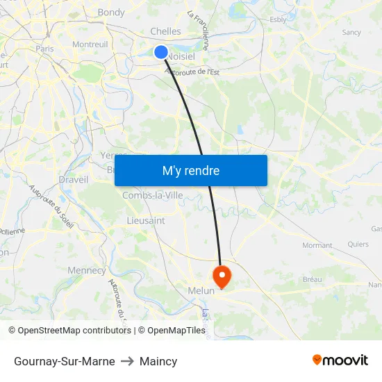Gournay-Sur-Marne to Maincy map