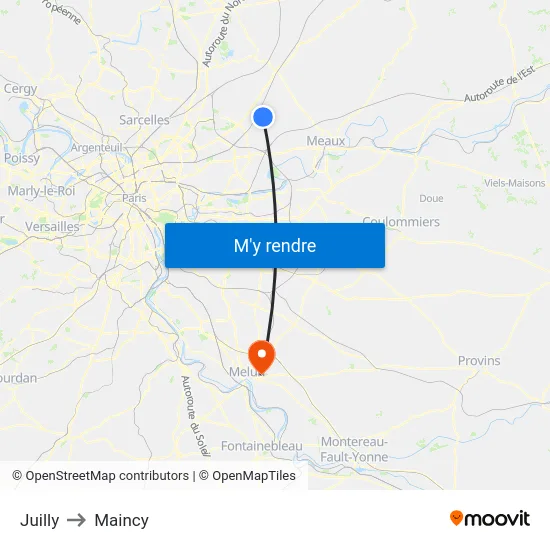 Juilly to Maincy map