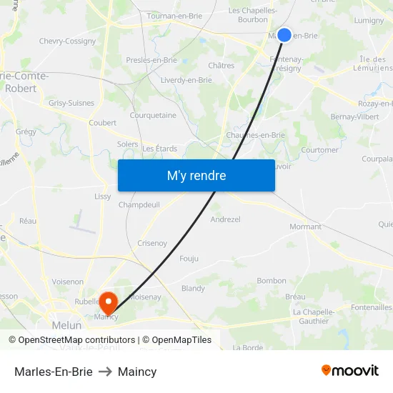 Marles-En-Brie to Maincy map