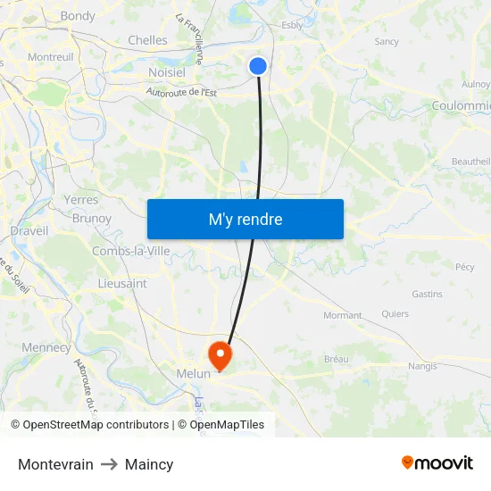 Montevrain to Maincy map