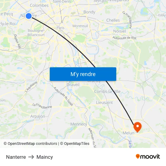 Nanterre to Maincy map