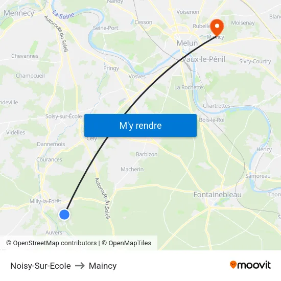 Noisy-Sur-Ecole to Maincy map