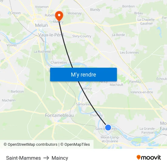 Saint-Mammes to Maincy map