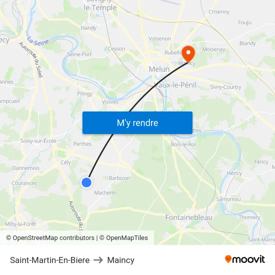Saint-Martin-En-Biere to Maincy map