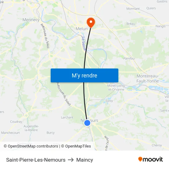 Saint-Pierre-Les-Nemours to Maincy map