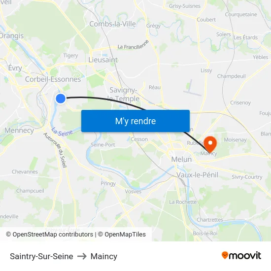 Saintry-Sur-Seine to Maincy map