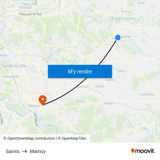Saints to Maincy map