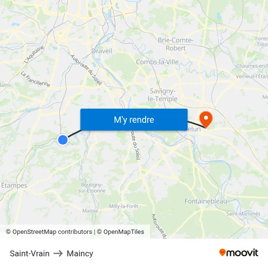 Saint-Vrain to Maincy map