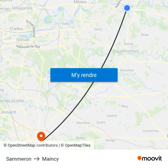 Sammeron to Maincy map