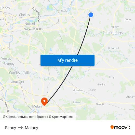 Sancy to Maincy map
