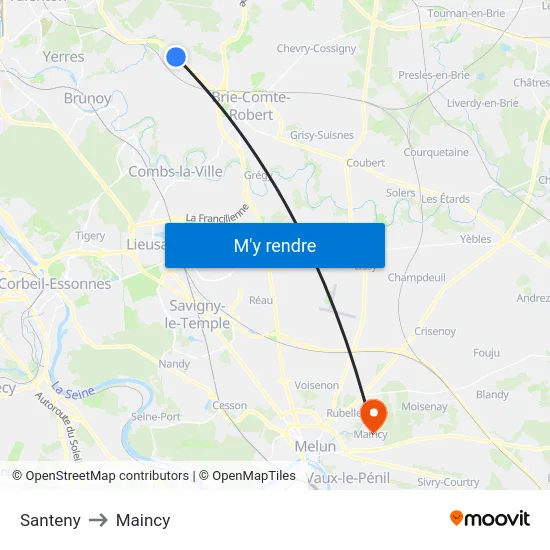 Santeny to Maincy map