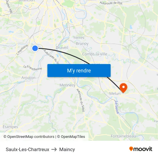 Saulx-Les-Chartreux to Maincy map