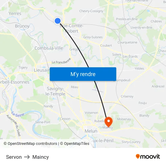 Servon to Maincy map