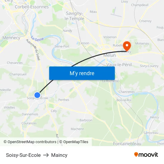 Soisy-Sur-Ecole to Maincy map