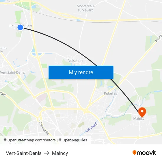 Vert-Saint-Denis to Maincy map
