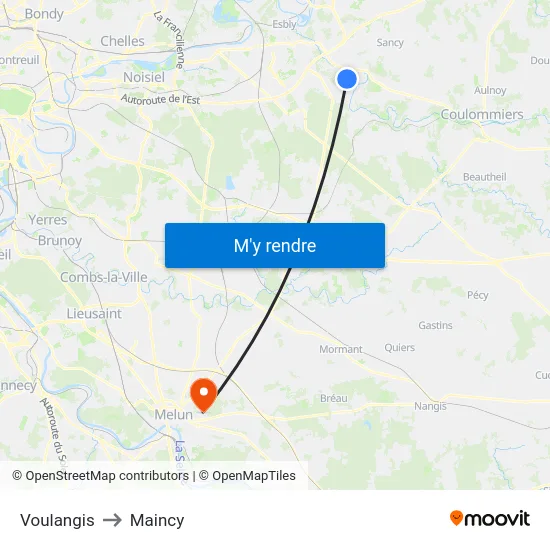 Voulangis to Maincy map