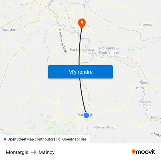 Montargis to Maincy map