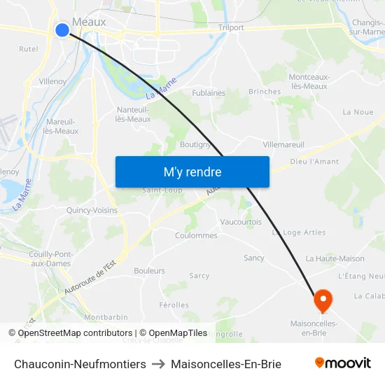 Chauconin-Neufmontiers to Maisoncelles-En-Brie map