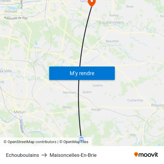Echouboulains to Maisoncelles-En-Brie map