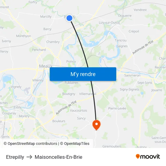 Etrepilly to Maisoncelles-En-Brie map