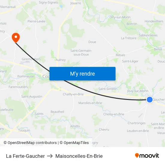 La Ferte-Gaucher to Maisoncelles-En-Brie map