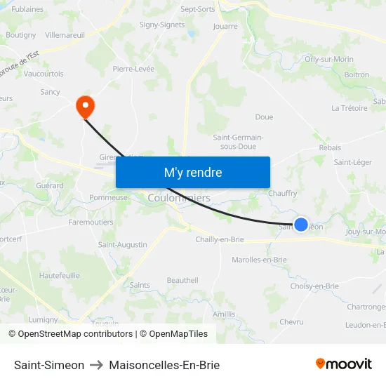 Saint-Simeon to Maisoncelles-En-Brie map