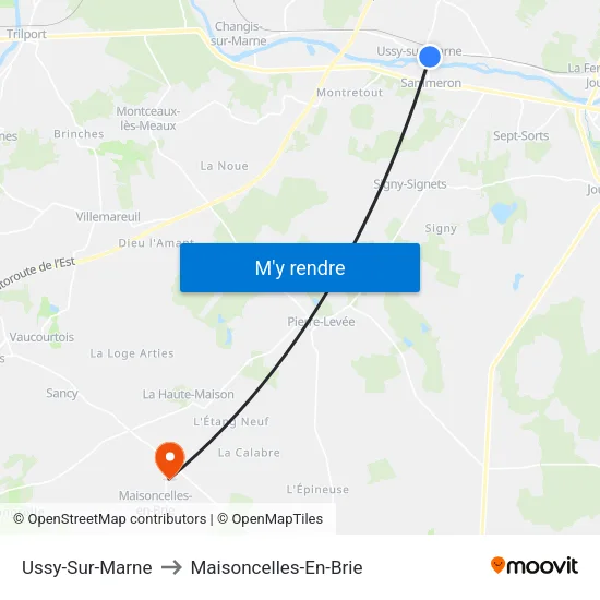 Ussy-Sur-Marne to Maisoncelles-En-Brie map