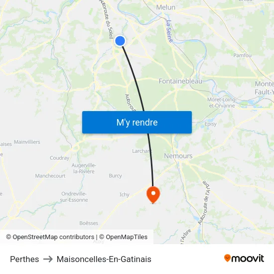 Perthes to Maisoncelles-En-Gatinais map