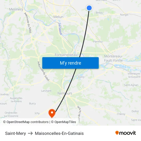 Saint-Mery to Maisoncelles-En-Gatinais map