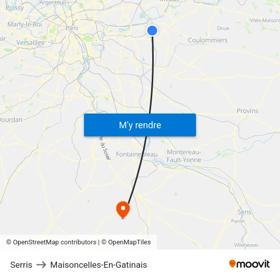 Serris to Maisoncelles-En-Gatinais map