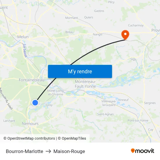 Bourron-Marlotte to Maison-Rouge map