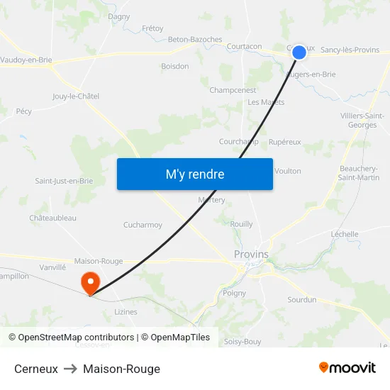 Cerneux to Maison-Rouge map