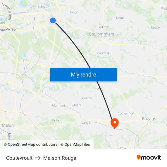 Coutevroult to Maison-Rouge map