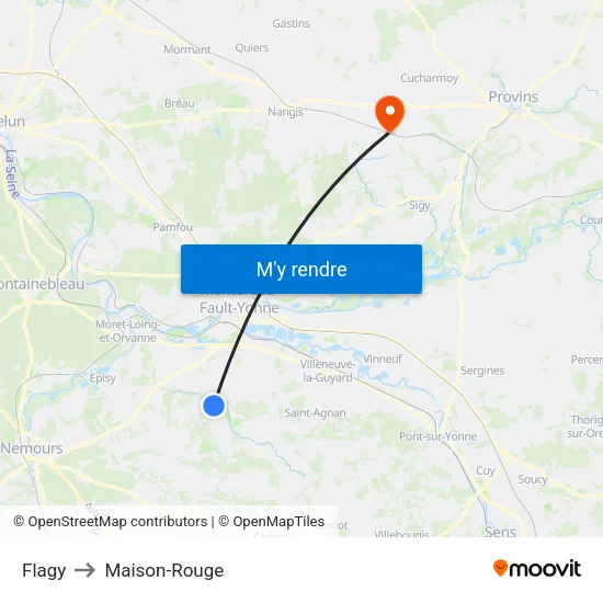 Flagy to Maison-Rouge map