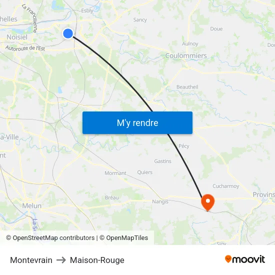 Montevrain to Maison-Rouge map