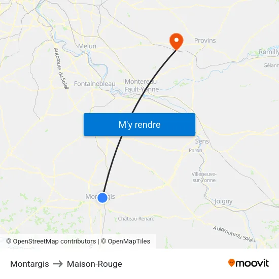 Montargis to Maison-Rouge map