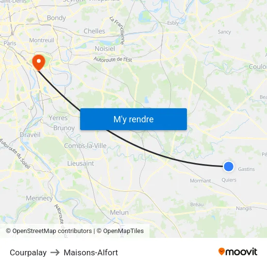 Courpalay to Maisons-Alfort map