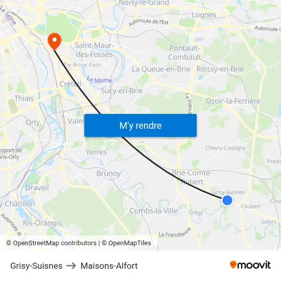 Grisy-Suisnes to Maisons-Alfort map