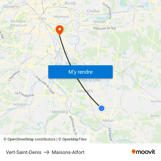 Vert-Saint-Denis to Maisons-Alfort map