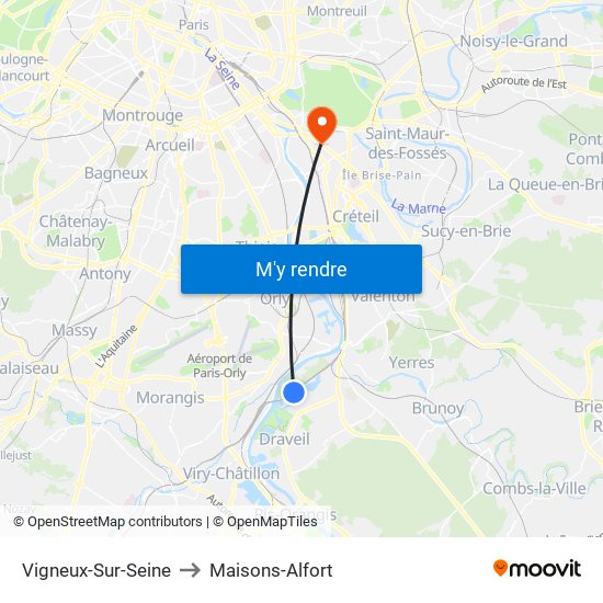 Vigneux-Sur-Seine to Maisons-Alfort map
