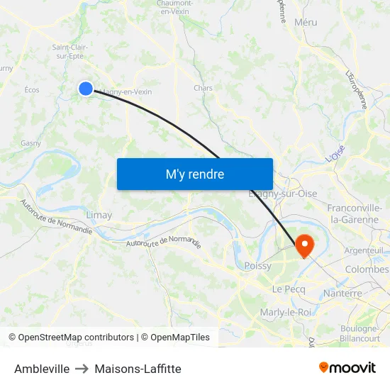 Ambleville to Maisons-Laffitte map