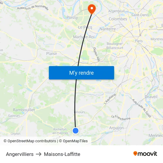 Angervilliers to Maisons-Laffitte map