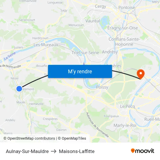 Aulnay-Sur-Mauldre to Maisons-Laffitte map