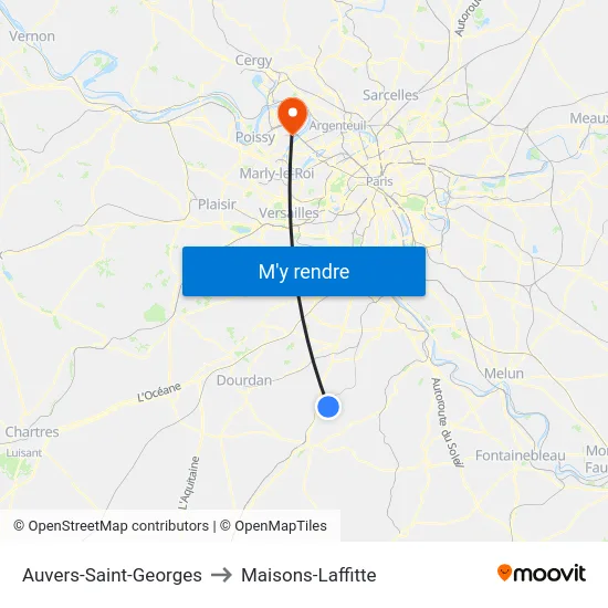Auvers-Saint-Georges to Maisons-Laffitte map
